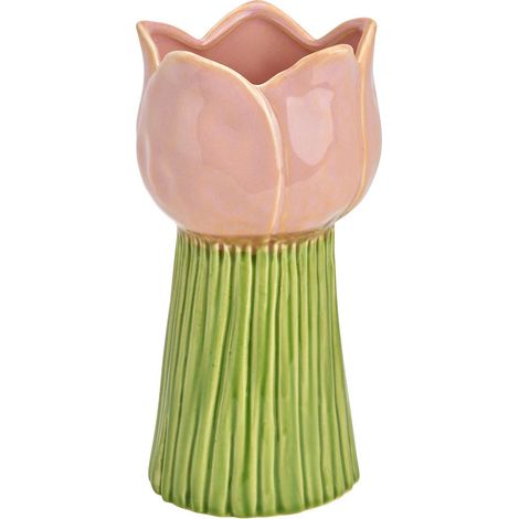 Vase tulipe en porcelaine 9 x 18 cm rose (1/3)