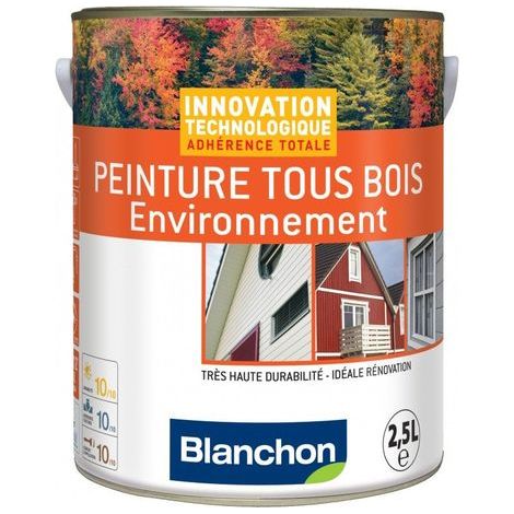 Blanchon – Peinture microporeuse tous bois blanc RAL 9016 – Hydrofuge – Haute résistance UV et intempéries – Pour bois neufs et anciens (1/3)
