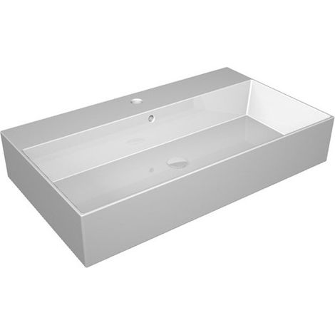 Lavabo Zenith appoggio/sospeso 80x46 in ceramica bianco lucido di