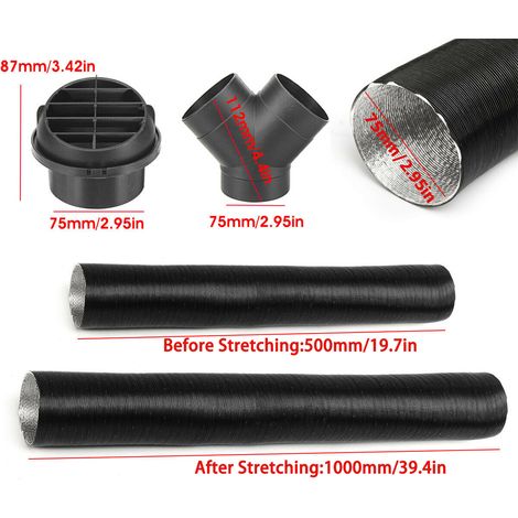 Compatible avec le kit de ventilation de sortie d'air chaud Webasto Diesel Heater 75 mm. (1/5)