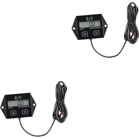 Set of 2 Digital RPM and Hour Meters with LCD Display, Replaceable Battery, Designed for Spark-Ignition Engines, Accurate Measurement of Running Speed (1/5)