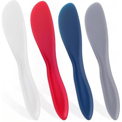 Lot de 4 couteaux à beurre en plastique, tartineurs polyvalents 17,7 cm, pour confiture, fromage et crème, couleurs assorties (1/5)