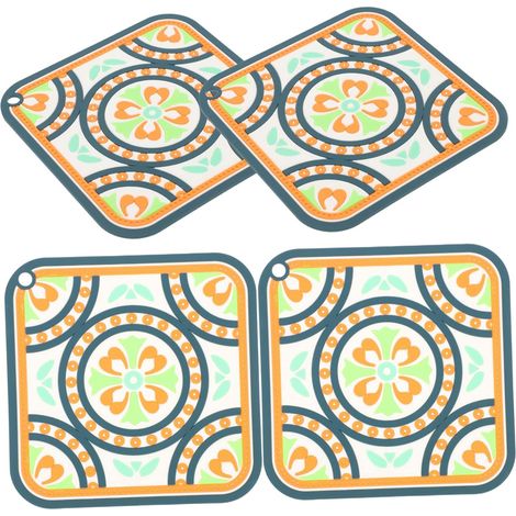 Ensemble de 4 sous-verres anti-brûlure pour boissons, pour tables en bois, décoratifs de style vintage. (1/5)