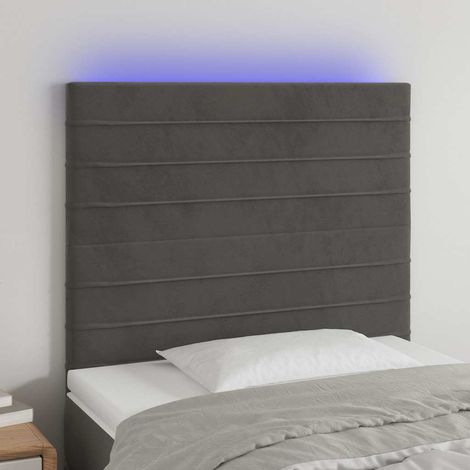 Tête de lit LED réglable en hauteur en velours gris foncé 80 x 5 x 118/128 cm, 9.33kg - PANGIVO (1/5)
