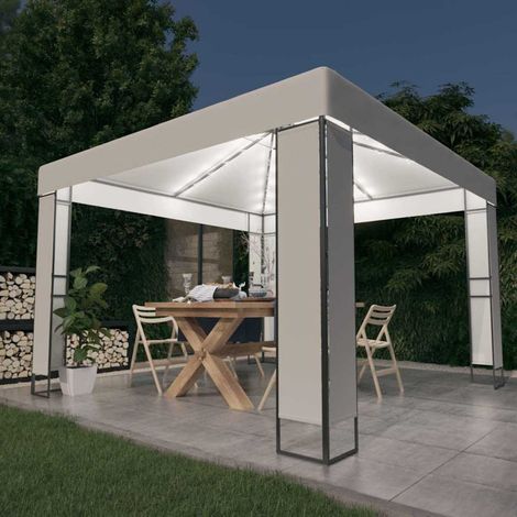 Tonnelle avec double toit et lumières LED 3x3 m Blanc (1/5)