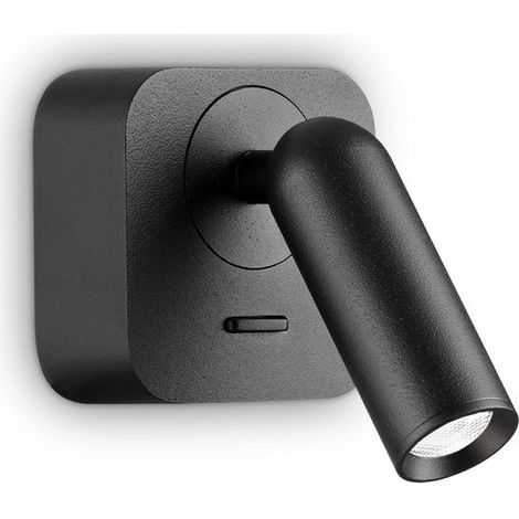 Liseuse carrée décorative LED noire, 3000K 3,5W