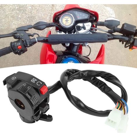 6 fonctions 9 fils côté gauche interrupteur de commande assemblée Kill Start interrupteur de starter, interrupteur de guidon 22mm 9 broches 8 fils adaptés pour 200cc 250cc Dirt Quad Bike moto ATV,A (1/5)