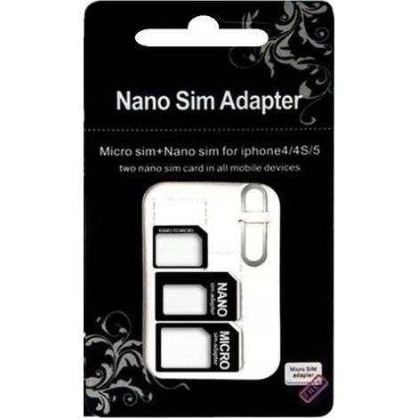 ADAPTADOR DE TARJETA SIM UNIVERSAL 4 EN 1 + LLAVE para abrir (1/5)