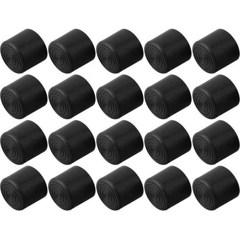 Set di 20 piedini in gomma per tavoli da terra, antigraffio, in PVC nero (22 mm) -Crezuo