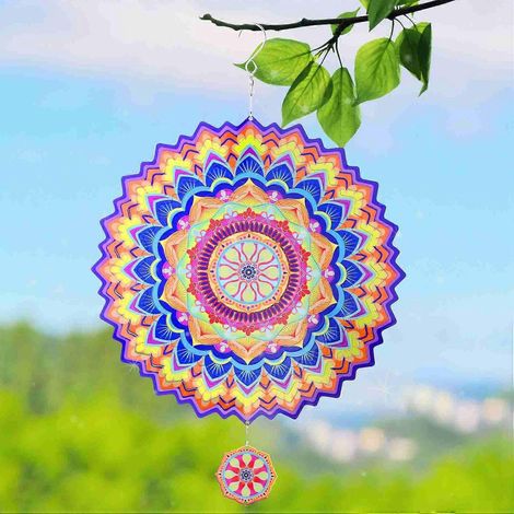 3D-Windspiel, farbenfrohe Edelstahl-Multifunktions-Hängewindskulptur, Dekoration für den Garten