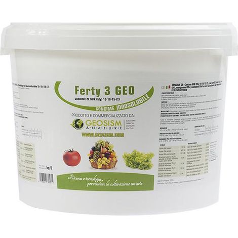 Ferty 3, NPK(Mg) 15-10-15+(2) + microelementi (5 kg), concime in polvere idrosolubile per piante e fiori