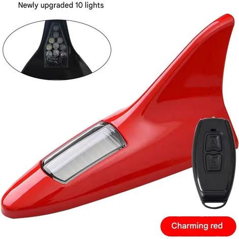 Lumière Avertissement 10 LED Solaire Antenne Aileron Requin avec Capteur Intelligent et Mode Clignotant Lampe de Étanche pour Voiture (1/5)