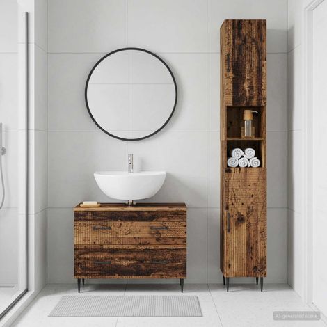 vidaXL 2 Piece Bathroom Cabinet Set HAARLEM Old Wood Engineered Wood (1/5)
