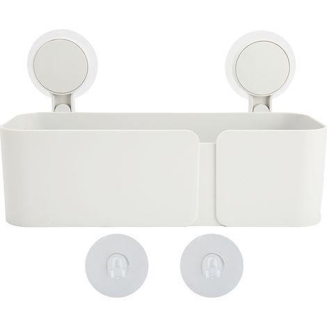 Boîte De Rangement Murale - Support En Plastique Sans Perçage - Pour Salle De Bain Et Chambre - Avec 2 Crochs Adhésifs (1/5)