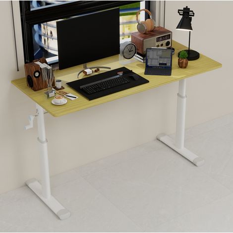 Scrivania regolabile manuale metallo legno OKMYHOME (1/5)
