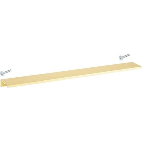 Maniglia per mobili in acciaio spazzolato color oro, interasse 340 mm – 320 mm – Montaggio a vite – Design moderno extrapiatto per cucina e bagno (1/2)
