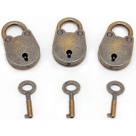 Un lot de 3 mini cadenas de style rétro compatibles avec les serrures à clé (1/5)