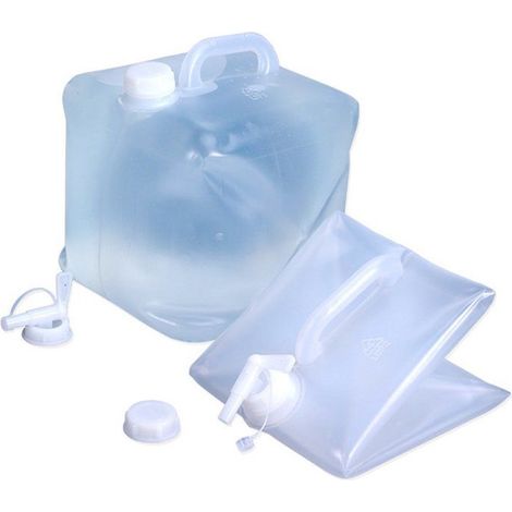 Waterjerrycan - opvouwbaar - 4-delige set - vierkant met kraan, handgreep - camping - Qualité Premium (1/3)