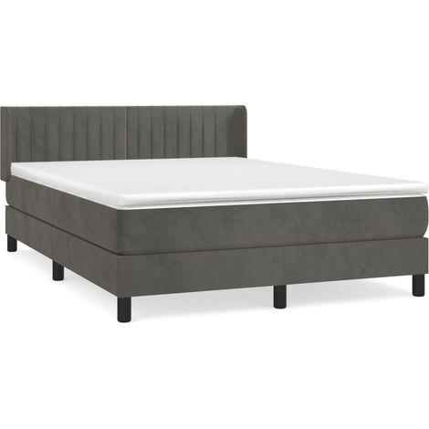 Sommier à lattes de lit et matelas Gris foncé 140x200 Velours (1/5)