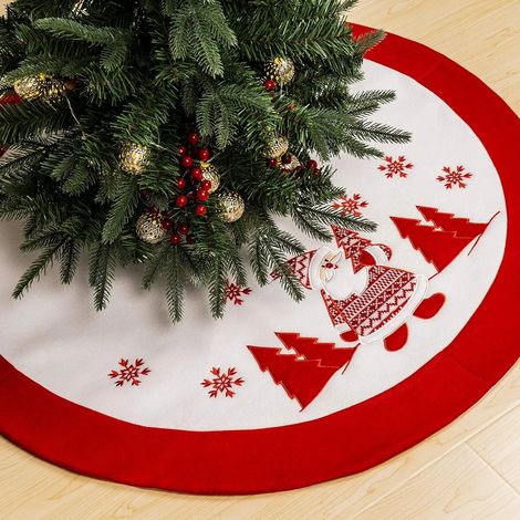 Tapis de sapin de Noël, 90 cm (35 po), protection pour le pied du sapin (blanc), décorations de sapin de Noël (1/5)