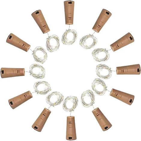 Bardusch-Lot de 16 Guirlandes Lumineuses Bouteille Blanc Chaud,2m 20 LEDs Bouteille Étanche Fil Flexible Décoration pour Noël, Partie, (1/5)