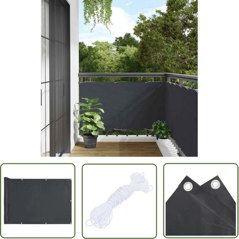 The Living Store Écran d'intimité de balcon anthracite 600x75 cm PVC - Écran D'intimité Balcon - Brise Vue Balcon - Clôture Balcon - Protection Solaire Balcon - Décoration Balcon (1/5)