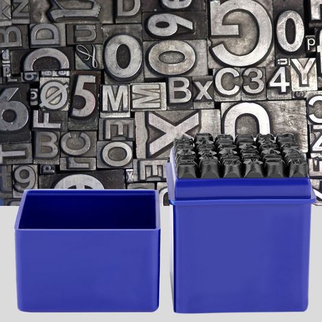 Eosnow Buchstabe Punch Set, Kohlenstoffstahlnummer -Stempel, 6 mm DIY Schwarz für Holzlager im Box Leder Etikettswerkzeug