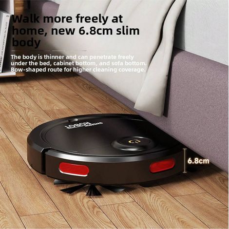 Aspirateur robot intelligent entièrement automatique pour la maison : balayage, aspiration et lavage. Appareil de nettoyage 3 en 1 rechargeable par USB. (1/4)