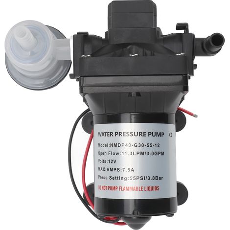 Pompe à membrane 12V auto-amorçante, débit 11,3 L/min (3,0 GPM), coupure automatique, économie d'énergie pour lavage auto et machine. (1/5)