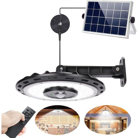 180 Leds 1200LM Lampe Solaire Exterieur Interieur,5 Mode, Suspendue,Panneau Solaire Réglable,5 Luminosité avec TéLéCommande,IP65 étanche Eclairage Led pour Jardin,Camping/Pergola/Balcon/Terrasse (1/5)