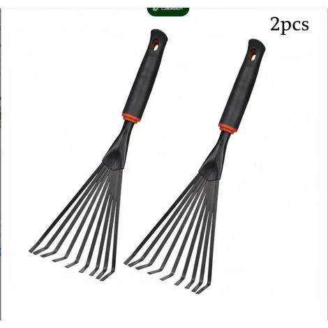 (2 pièces) Petit râteau de jardin en acier pour l'agriculture et le jardinage, idéal pour les petites fleurs et les légumes. Outil facile à utiliser pour la plantation. (1/5)