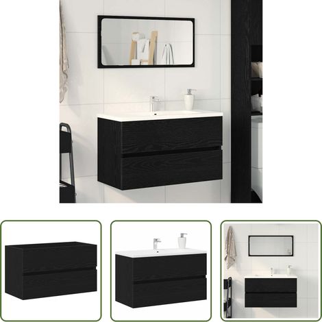 Meuble de lavabo - Meuble de Lavabo de Salle de Bain Chêne noir 80 x 38,5 x 45 cm (1/5)