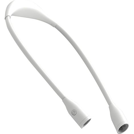 Lampe de lecture LED rechargeable pour le cou, orientable à 360°, idéale pour lire au lit (blanche). (1/5)