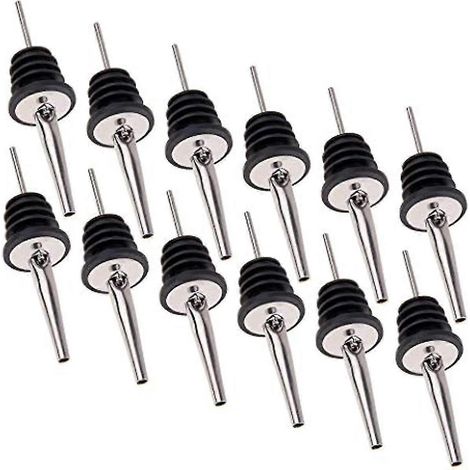 Verseur en acier inoxydable pour vin, huile et spiritueux, avec bouchon anti-fuite, idéal pour les boissons à domicile (lot de 12). (1/3)