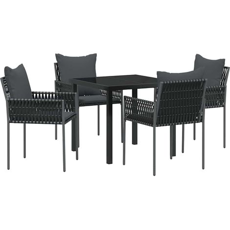 Garden Dining Set 5 pcs Black Poly rattan vidaXL (1/5)