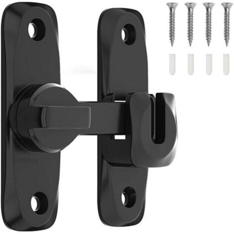 Loquet pivotant robuste, 90°/180°, pour portes, granges, garages, jardins, clôtures (noir) (1/4)
