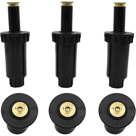 Lot de 6 arroseurs escamotables réglables – Arroseur de pelouse 1/2" à 180°, arroseur escamotable rafraîchissant (1/3)