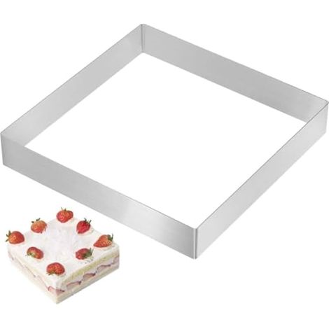 Moule à mousse carré, anneau à gâteau en acier inoxydable, moule à pâtisserie, anneau à dessert, moule à biscuits rectangulaire, moule à mousse carré pour outil de cuisson de cuisine (43,2 cm) (1/5)