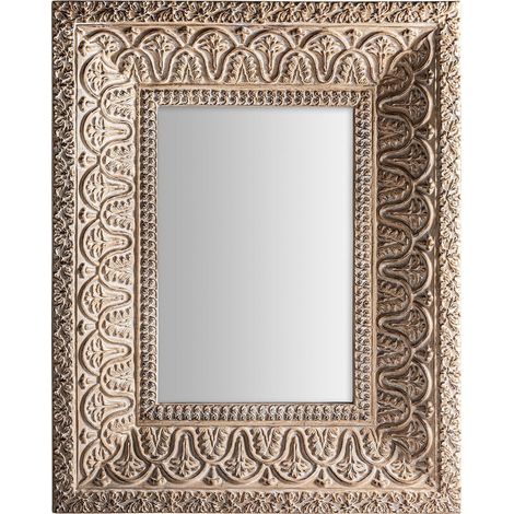 Miroir oriental beige en résine finition vieilli style chic - Beige effet vieilli oriental (1/3)
