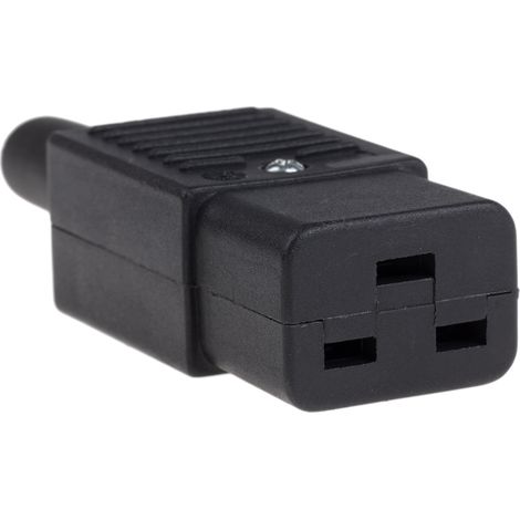 Rs Pro – Connecteur IEC femelle C19 – Montage sur câble – 16A – Tension 250V – Raccordement à visser – Fusibles non inclus