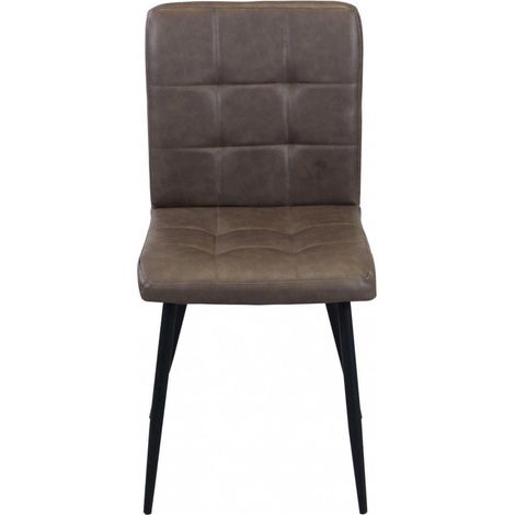 Sedia da interno sala da pranzo con struttura in metallo e seduta larga rivestita in ecopelle Ginter - Brown (1/5)