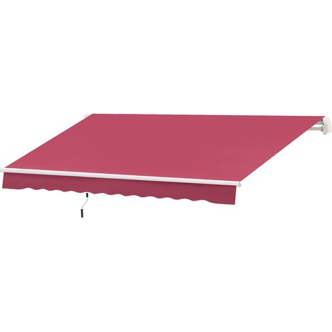 Store banne à manivelle, aluminium et polyester, 295 x 245 cm, rouge foncé