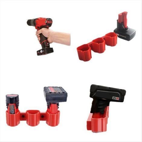 Support Batterie Li-Ion - 12 V et 10,8 V - Compatible BL1013 - Support Fixe de Rangement - Présentoir d'Installation - Rouge - Unité (1/5)