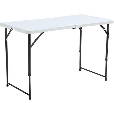 Oviala – Table pliante 4 places en PEHD – Dimensions 122 x 61 x 74 cm – Structure acier époxy – Charge max 110 kg – Rangement facile