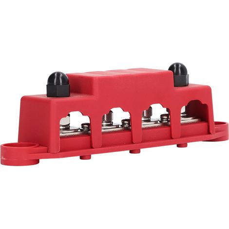 Bloc de distribution électrique 4 sorties avec couvercle, 5/16in, résistant aux intempéries, 48V DC 250A, pour voiture, camping-car et bateau. (1/5)