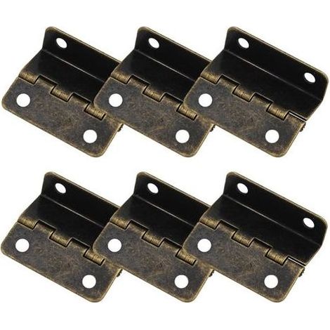 [Bronze]Lot de 6 Charnières Demi Surface à Trois Volets Semi Dissimulées Décalées pour Porte, Coffre, Armoire, Matériel de Meubles (1/5)