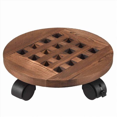 25cm bois pot de fleurs Removable plateau plante support Base avec Wheels (1/5)