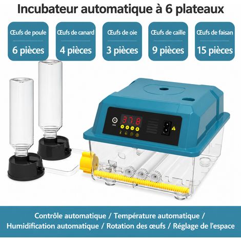Couveuse automatique 6 œufs double alimentation 6 29,5 × 26,5 × 16,5 cm 1 kg – Livraison gratuite