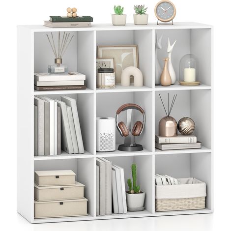 Bibliothèque avec 9 Compartiments, 90x30x90cm, Étagère de Rangement à Cases avec Anti-Basculement et Montage Facile, Meuble Cube Ouvert (1/5)