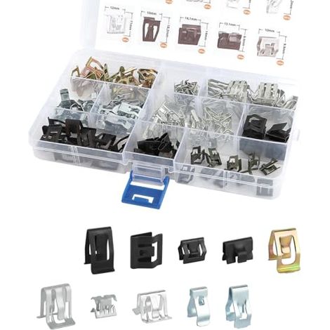 OFBAND Lot de 100 clips en U pour voiture avec 10 clips à ressort pour réparer les pièces de carrosserie et les garnitures automobiles, clips de fixation de voiture compatibles avec VW Audi, clips (1/5)